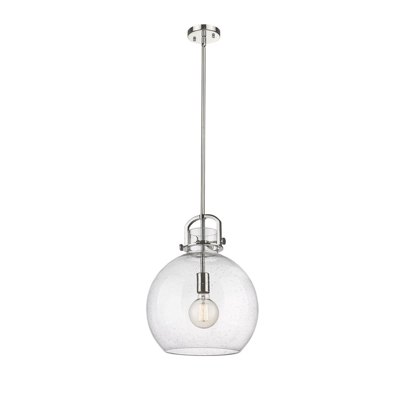 Luminaire suspendu à 1 tige Sligo, H 17,63 po x l 14 po x P 14 po, Grainé, Nickel poli