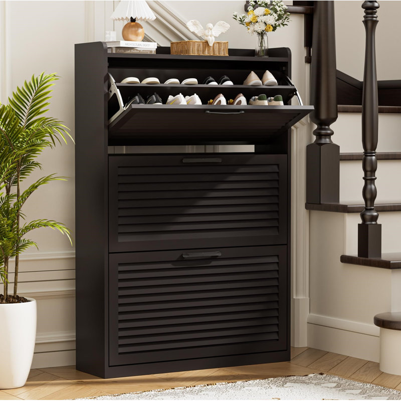 24 Pair Shoe Storage Cabinet, Cafe