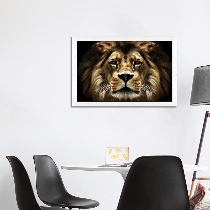 The Lion by SD Smart - Floater Frame Painting on Canvas, White Framed, 152.5 cm H x 101.5 cm W