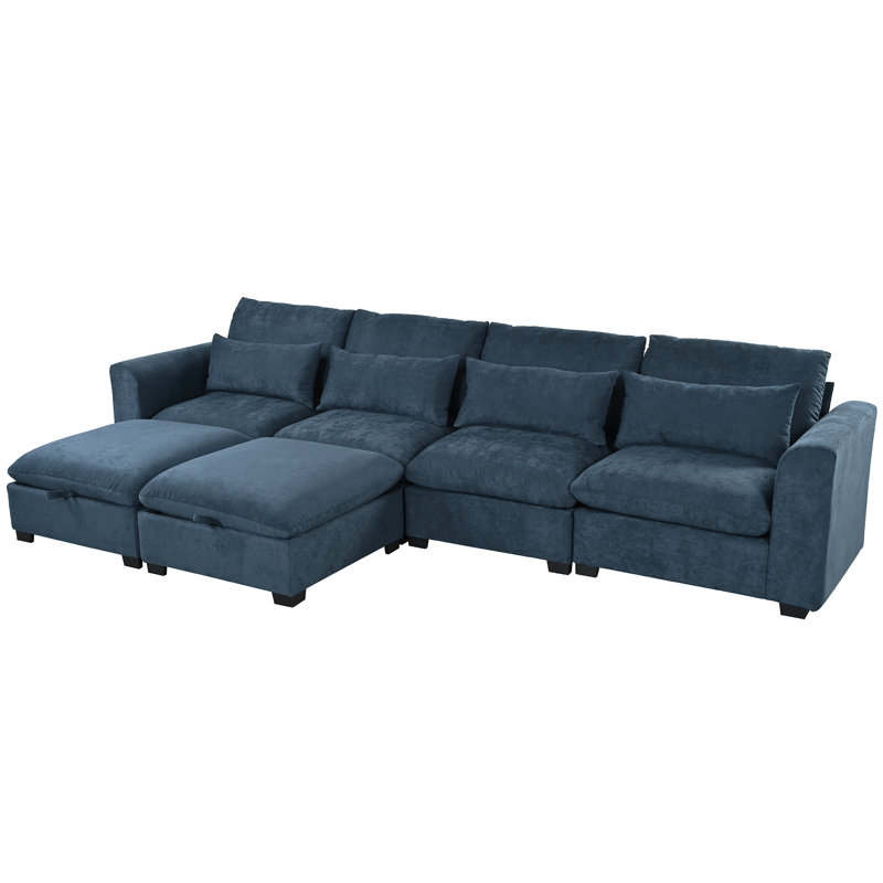 U-style Transformable Modular Corner Sofa With Storage Ottomans
