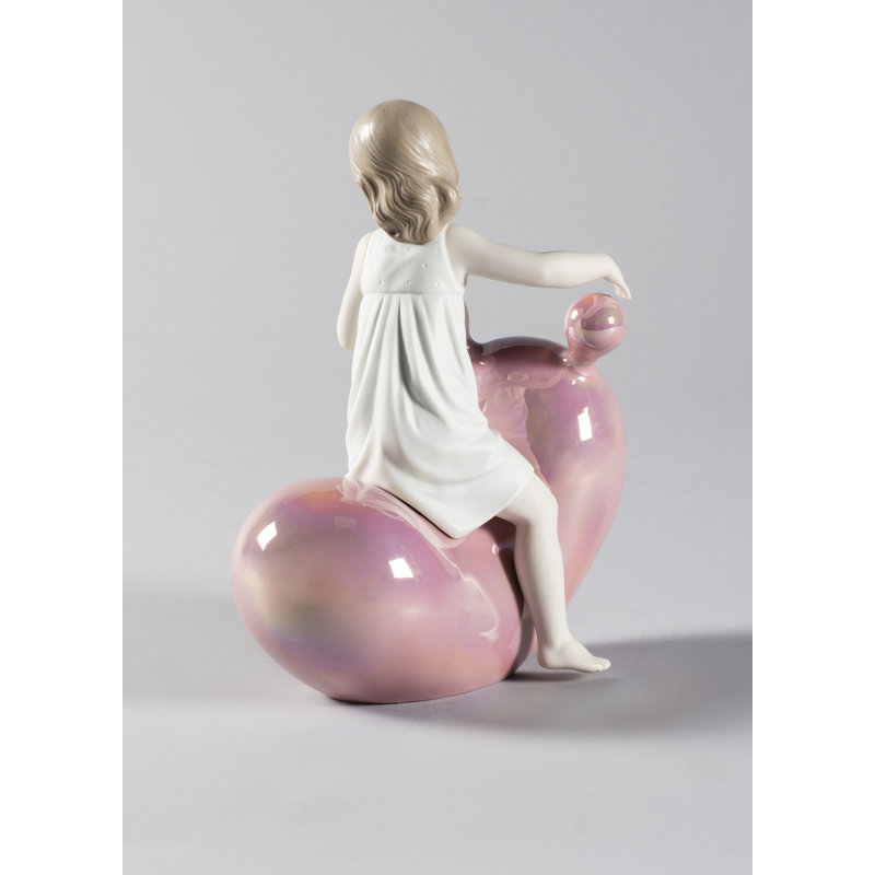 My Seesaw Balloon Girl Figurine, White/Pink