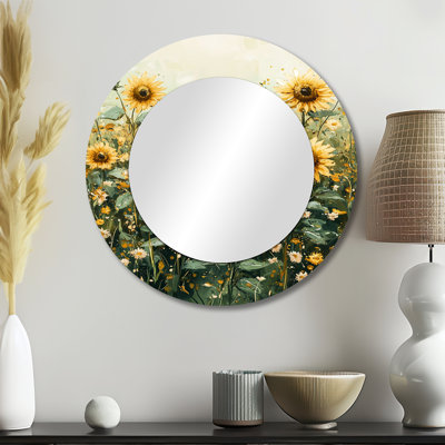 Tournesols jaunes - Art mural miroir décoratif floral - imprimé sur métal