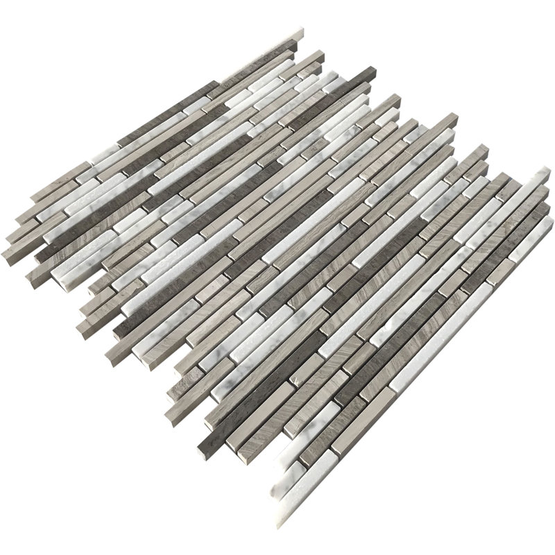 0.38" x 12" Marble Linear Mosaic Wall & Floor Tile, Polished