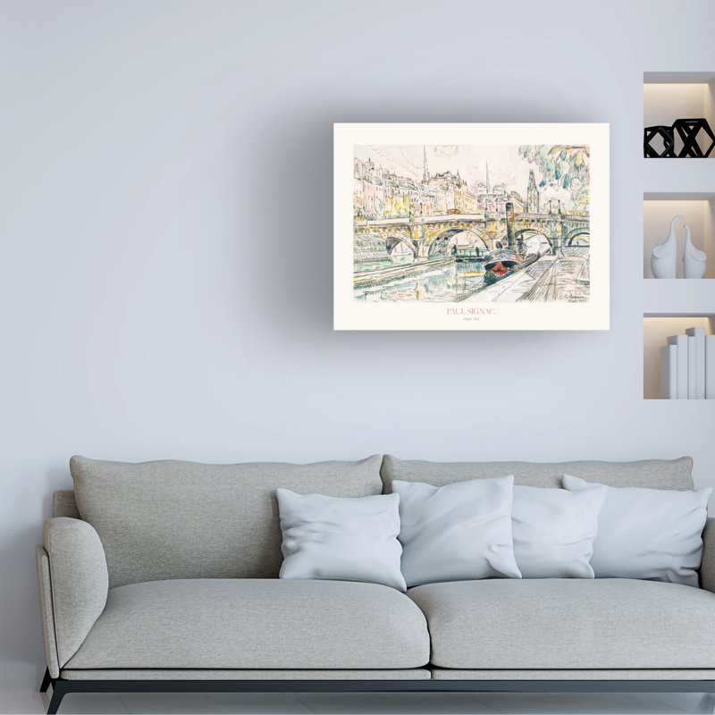 Affiche sur toile, "Picugy remorqueur at the Pont Neuf, Paris 1923", H 18 po x l 24 po x P 2 po