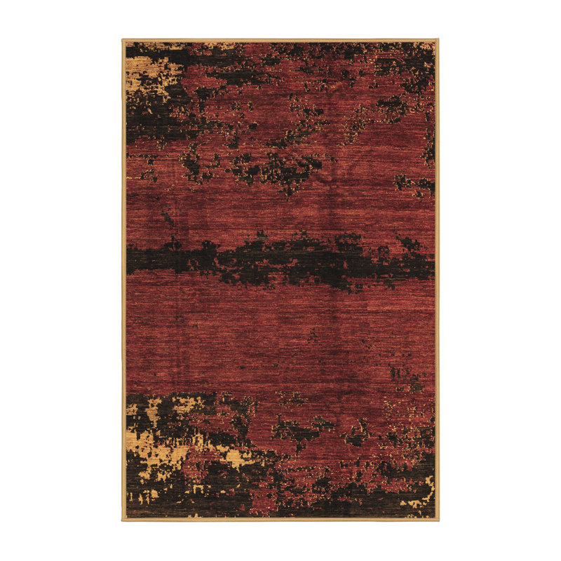 Tapis en laine / polyester tissé à la machine à imprimé animal en brun / noir, Rectangle 7 pi x 9 pi