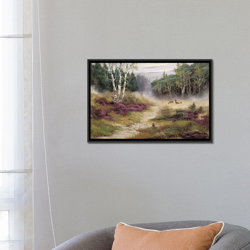 « watching the cerf », impression sur toile, H 18 po x l 26 po x P 1,5 po, Toile avec cadre noir, Pas de tapis