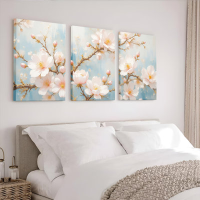 «Cherry Blossom», reproduction d'art sur toile, ensemble de 3 peintures à l'huile