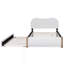 Lit plateforme tapissier avec pieds de support en bois et lit gigogne simple, blanc-637931511