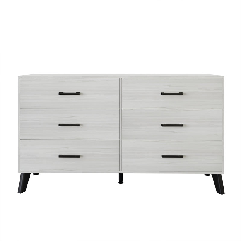 Commode double 6 tiroirs l 52,56 po Jeweldine, Gris clair