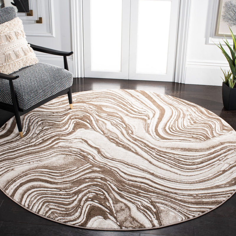Viktor 500 Performance Abstract Rug, Round 6'7"