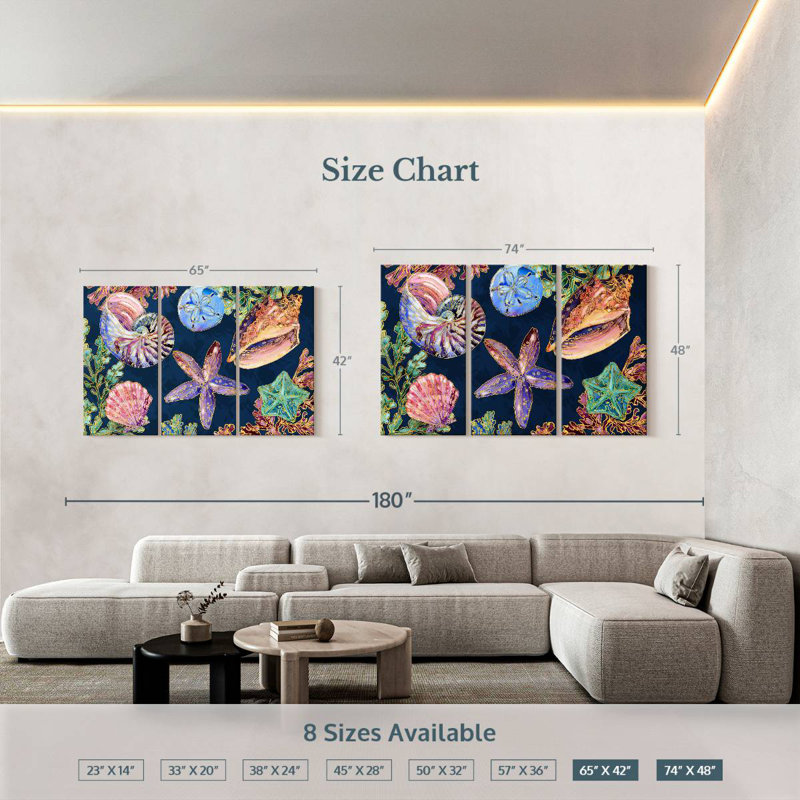 Spectrum Shells Horizontal, 48" H x 74" W