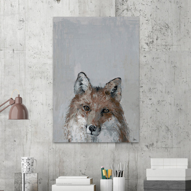 Bonjour Fox Wrapped Canvas Painting, 38cm H x 25cm W x 3.81cm D