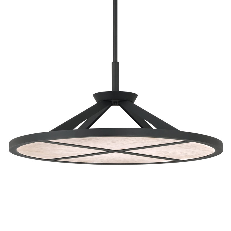 Luminaire suspendu à DEL, H 12 po x l 28 po, Noir