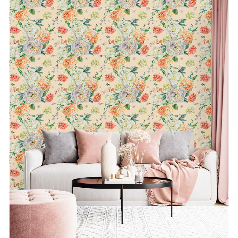 Peel & Stick Floral Tile, 2.08' W x 18.75' L
