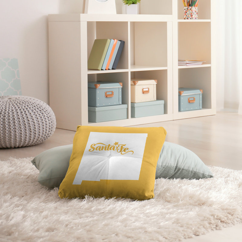 Coussin de sol touffeté nevada, 26 po x 26 po, Jaune, Santa Fe