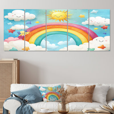 Rainbow Bright II - ensemble d'art sur toile de chambre de bébé