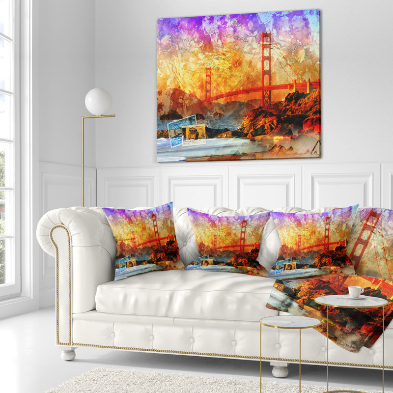 Coussin San Francisco Bridge - Cityscape, Rectangulaire, 12 po x 20 po