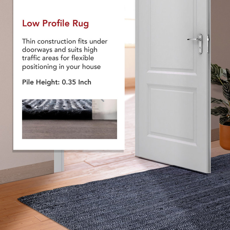 Berowalt Farmhouse Handmade Tufted Jute Navy Rug, Rectangle 3' x 5'