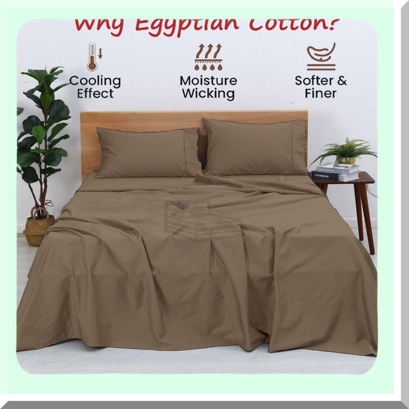Luxury Comfort 400TC Cotton Sheet Set - Taupe Solid, 4 Piece Set with Deep Pocket Fitted Sheet - King Size Sheets for Ultimate Comfort & Style