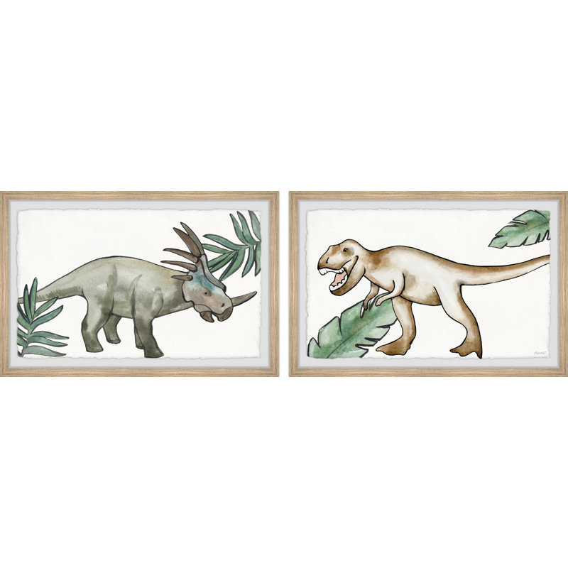 Addison Vegan Dinosaurs, ensemble de 2 reproductions encadrées, H 20 po x l 30 po x P 1,5 po