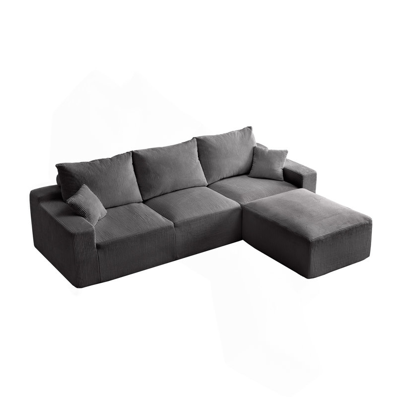 "110" L-Shaped Sectional Sofa, Gray