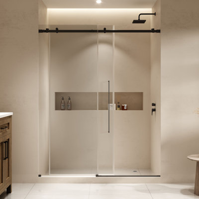 Ove Decors Selby X P 74 po H Porte de douche coulissante droite sans cadre en verre transparent