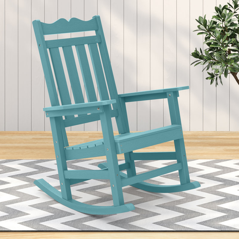 Chaise Adirondack à bascule en plastique Lichent, Bleu lac