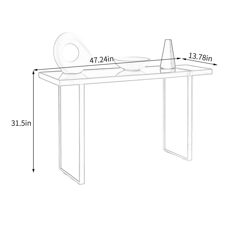 Console rectangulaire en acrylique, Bleu, Bleu, Bleu, H 31,5 po x l 47,24 po x P 13,78 po