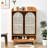 50" Brown+Tan Rectangular Solid Wood Shoe Storage