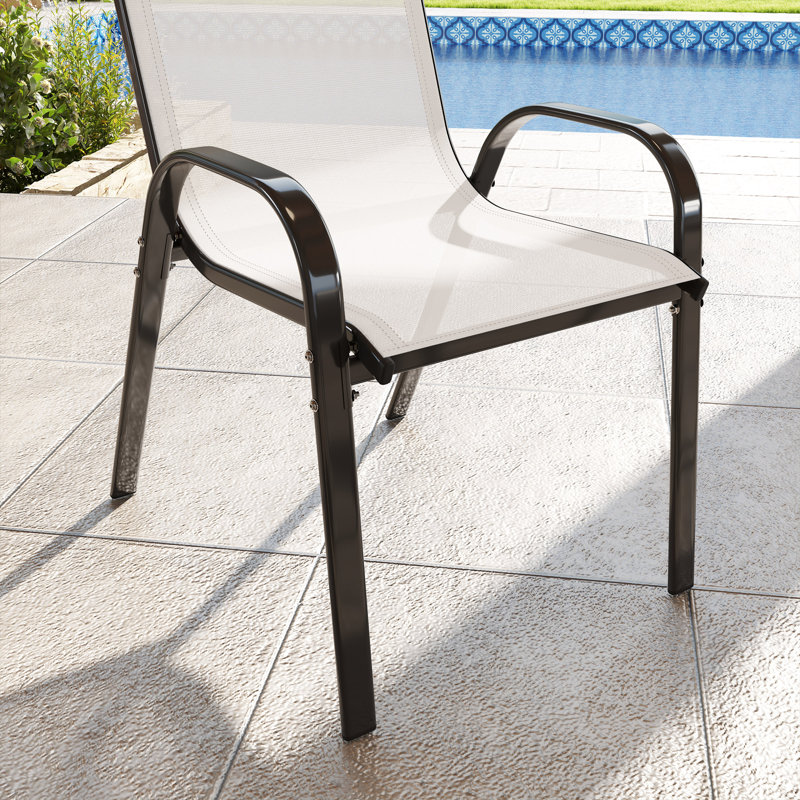 Ensemble de 2 chaises de jardin d'extérieur empilables, Gris clair