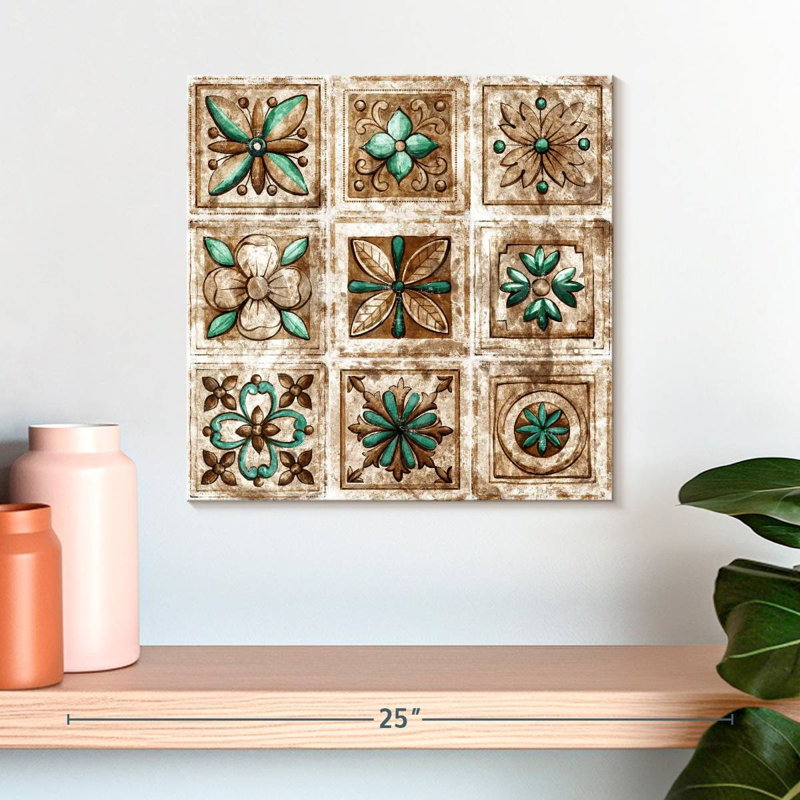 Carrelage floral rétro Kerner, H 16 po x l 16 po