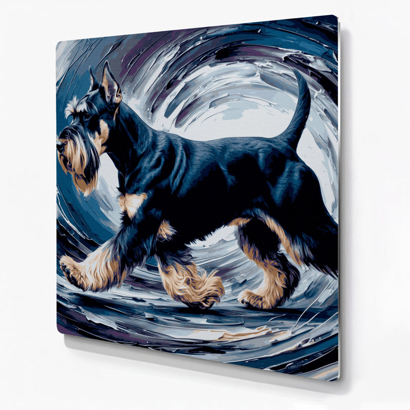 Chiens, art mural bleu Schnauzer géant, H 12 po x l 12 po