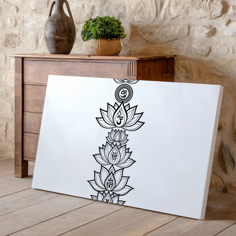 Toile, "Un arrangement vertical de sept chakras complexes", art mural inclus dans une conception unique de fleur de lotus