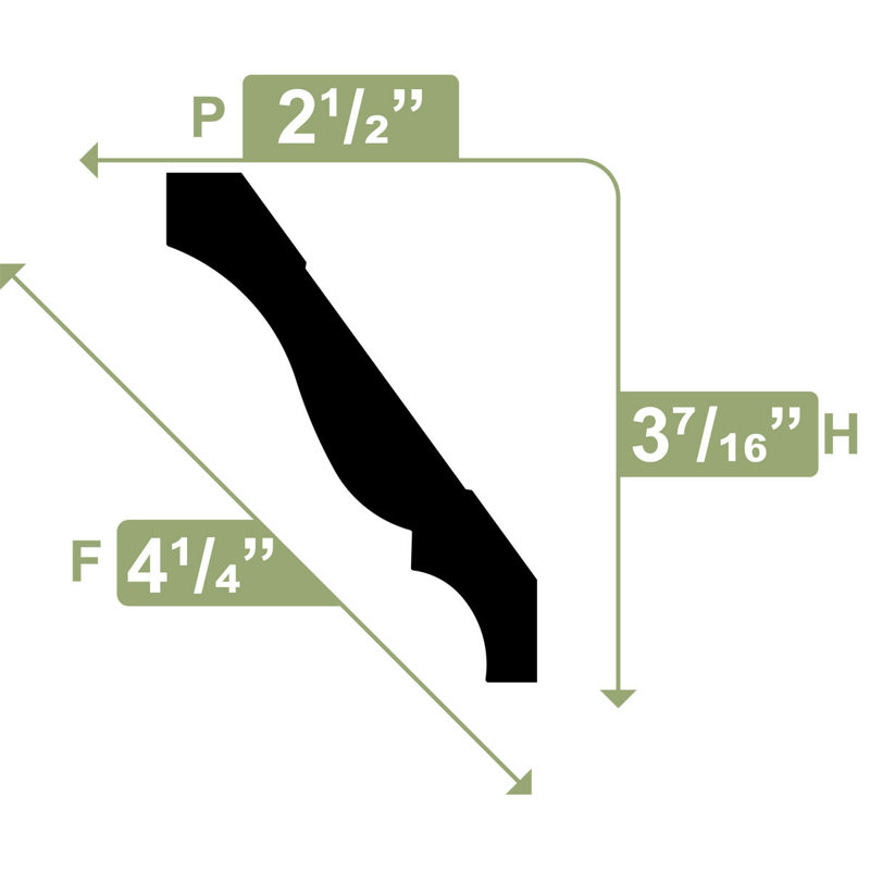 Moulure couronnée, PVC, H 3,44 po x l 96 po x P 2,5 po