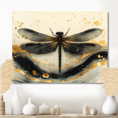 Muneesa Golden Dragon Fly Flight of Elegance - Libellule, art mural