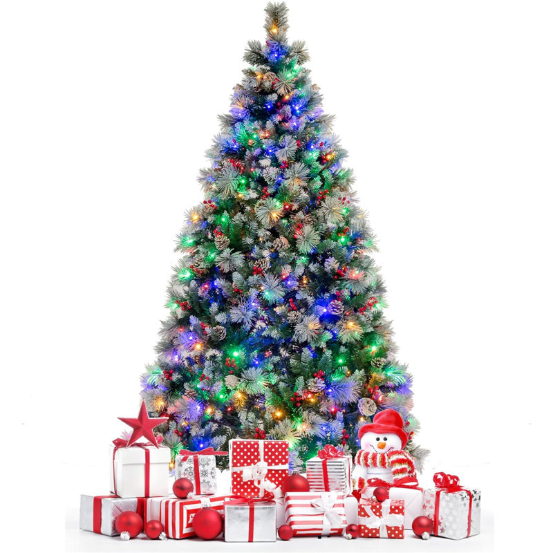 Lighted Artificial Pine Christmas Tree, 180cm H