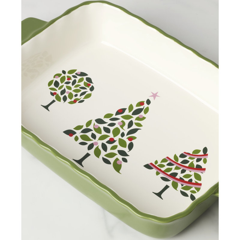 Evergreen Rectangular Scallop Baking Dish