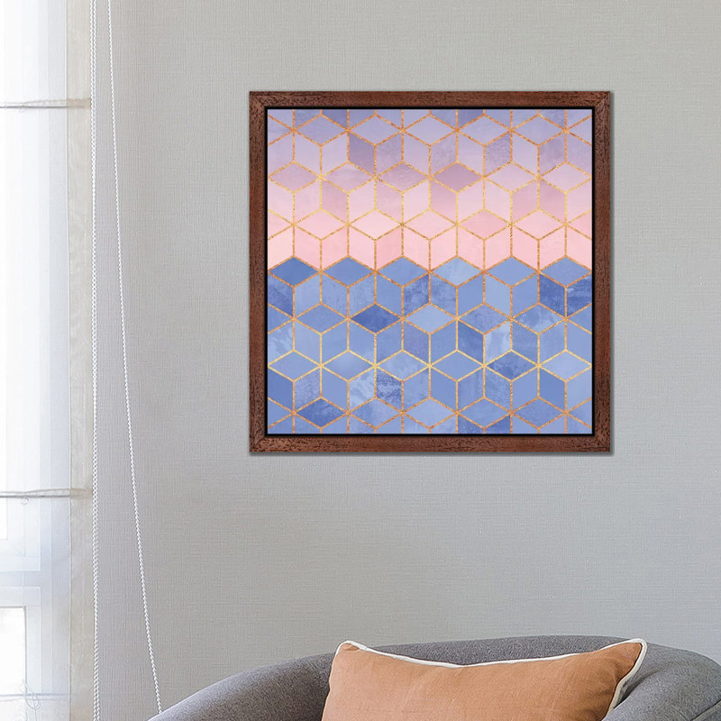 Rose Quartz and Serenity Cubes 1 Piece Floater Frame Wall Art on Canvas, 45.72 cm H x 45.72 cm W, Brown Framed