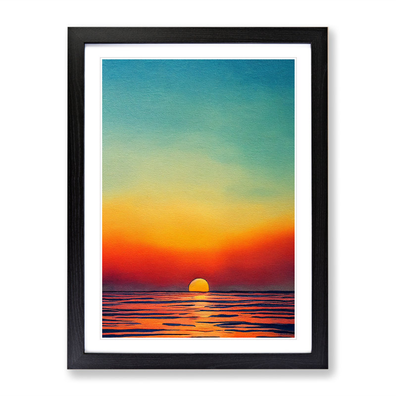 XV1022-5161X Ocean Sunset No.5 - Single Picture Frame Print, Black, 64cm H x 46cm W x 2cm D
