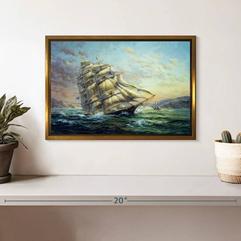 Clipper Ship Surprise, Cadre flottant doré, 13 po x 9 po