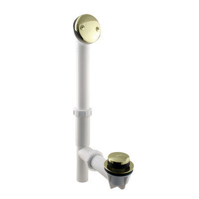 14" x 1-1/2" White Polypropylene Tip-Toe Bathtub Leg Drain Assembly with 2-Hole Overflow