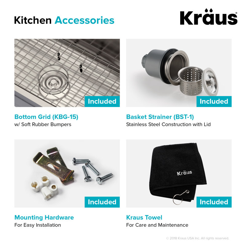 Kraus 20-inch Satin Stainless Steel Undermount Single Bowl Sink