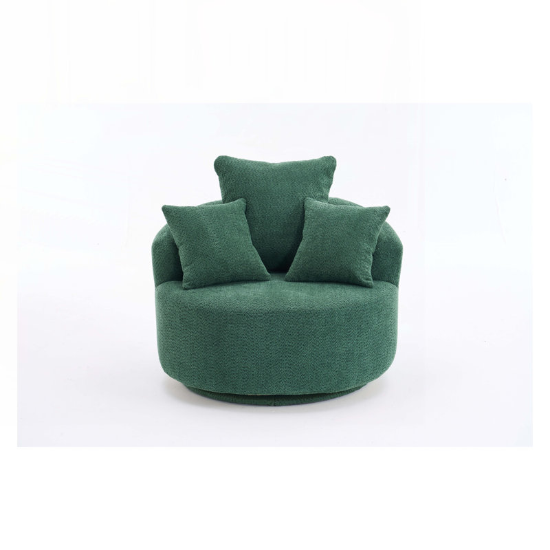 Fauteuil demi-tonneau pivotant, Chenille vert antique