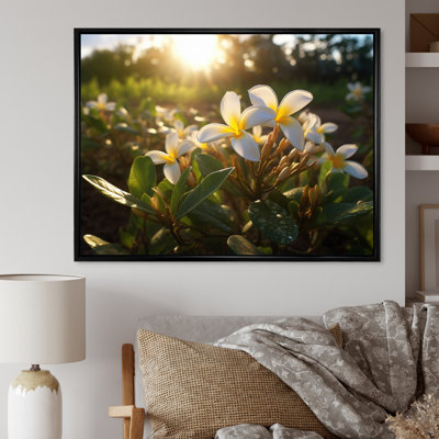 Jaune jaune blanc exotique Plumeria Blooms III sur toile