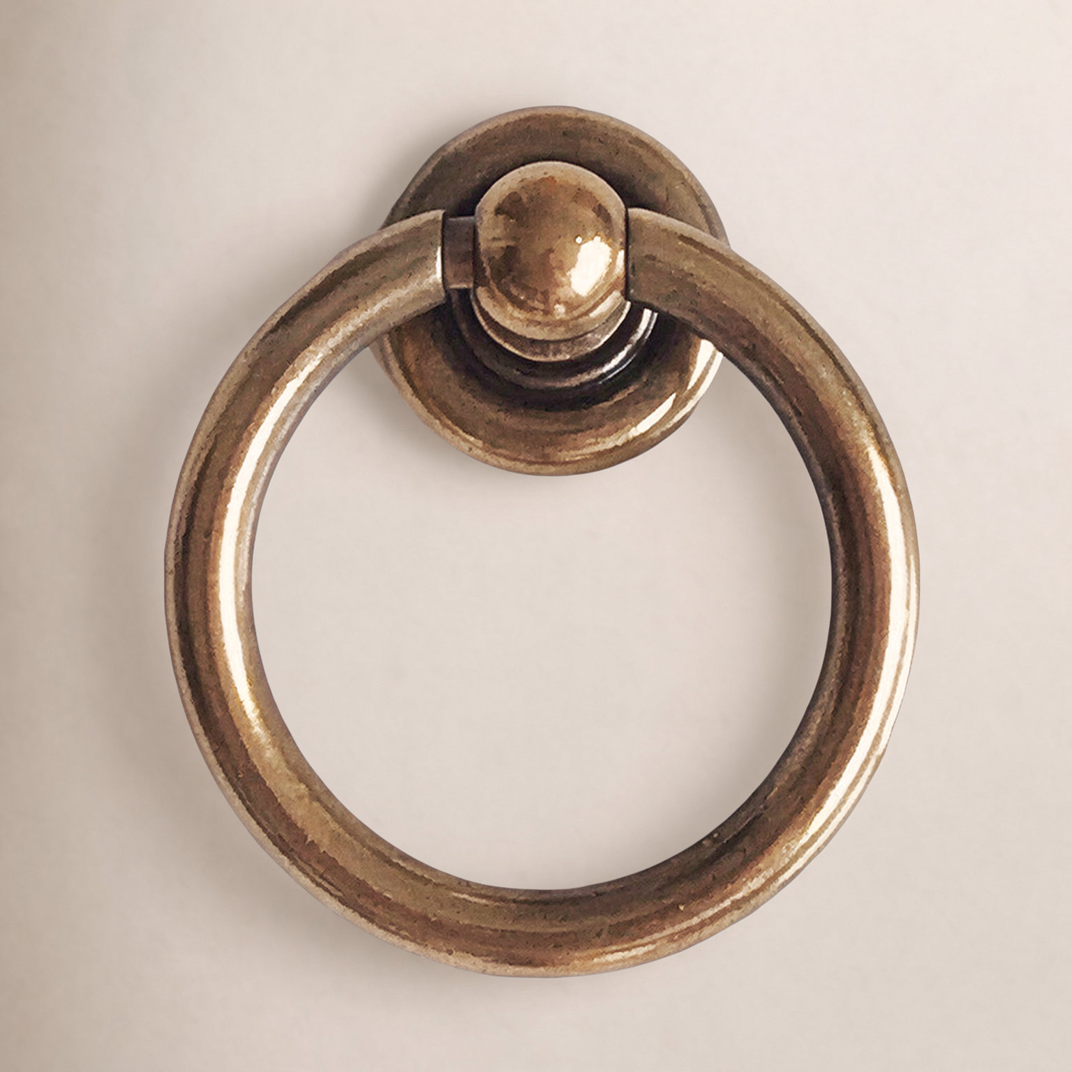 Small Ring Drawer Pull, Antique Brass