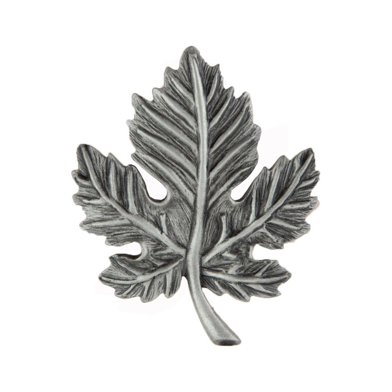 Antique Pewter Leaf Cabinet Knob with Mounting Hardware