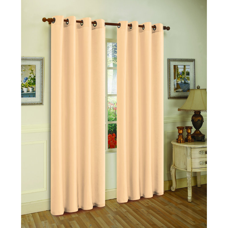 Mira Solid Semi-Sheer Grommet Curtain Panels, Beige