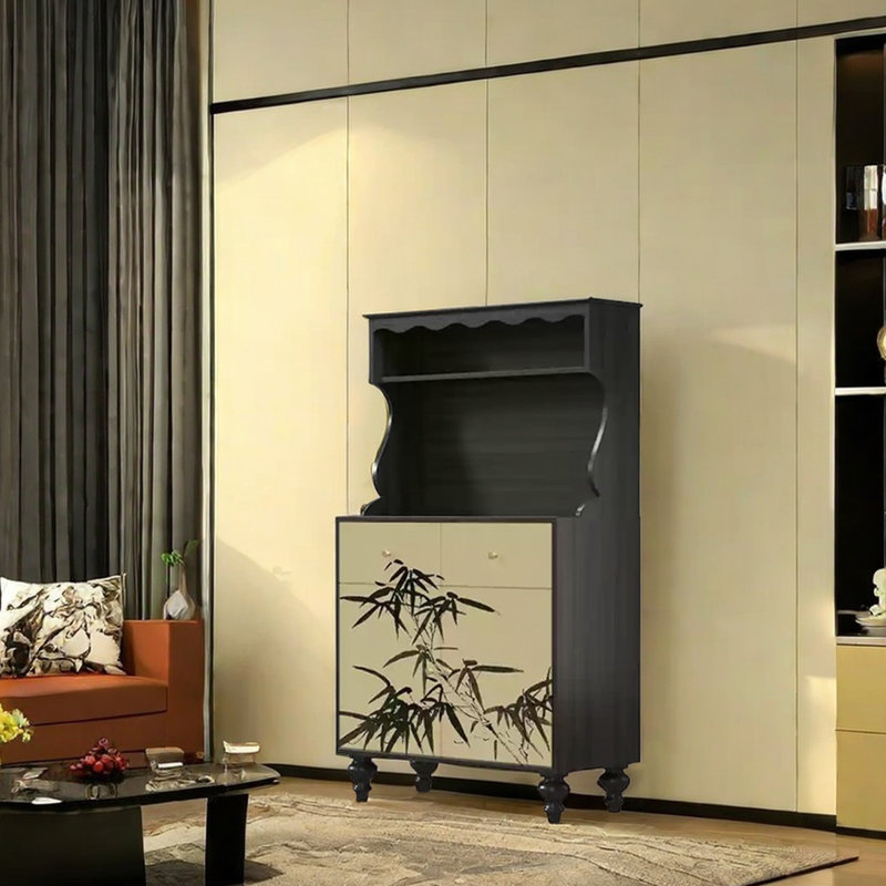 Buffet multifonctionnel ouvert en bambou