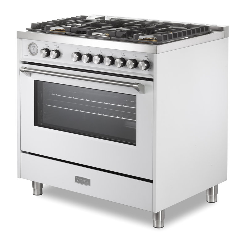 Cuisinière au gaz 36 pouces avec 5 brûleurs scellés Verona Ultima Series, Blanc