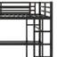 Lit mezzanine en métal avec cubes de rangement et tablettes, garde-robe et bureau en L